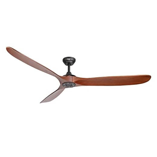 reiga Ventilador de techo moderno con aspas de madera maciza de 178 cm con aplicación, Alexa, Google Home, control remoto, motor de CC reversible de 6 velocidades para interior/exterior