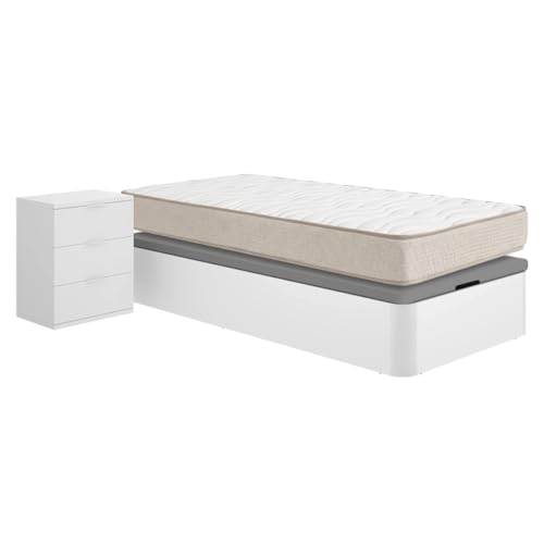 DEKIT - Pack Ahorro Juvenil Canapé Round con mesita y con 1 Colchón viscoelástico Nova 90x190cm, Altura 20cm