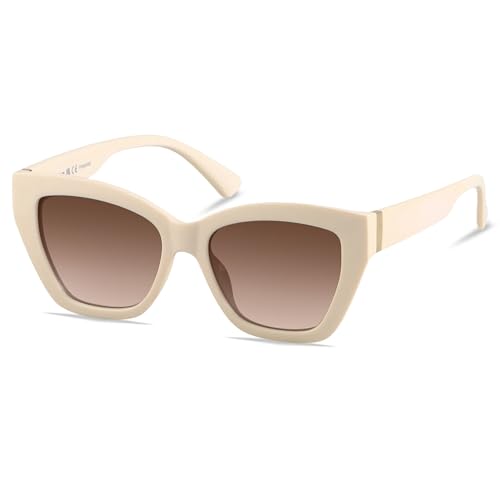 ANDWOOD Trendy Cute Cat Eye Polarized Sunglasses for Women Fashion Cateye Sunnies Lentes de sol para mujer Beige Gradient