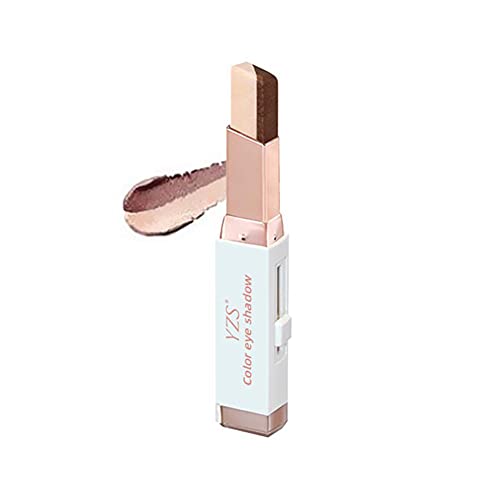 Lbaby Two Tone Eyeshadow Stick Gradient Color Glitter Shimmer Matte Eye Shadow Pen Waterproof Long Lasting Eye Makeup, Brown Coffee #TOP29