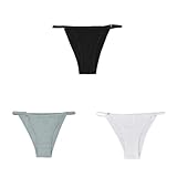 Gyios Ropa Interior Mujer 3 Piezas De Algodón De Algodón Bajo Cintura Sexy Ropa Interior Tanga Thong Suave Fit Chicas Bragas Transpirables Y Frescas G-String-especializarse-l 65-80 Kg