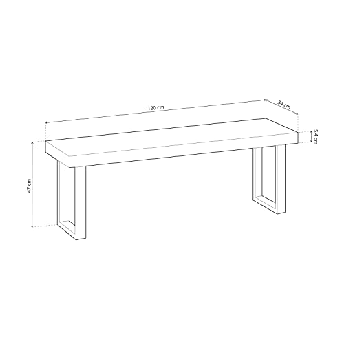 Miniatura 3 de Adec Group Loft, Banco Para Mesa De Comedor, Asiento Auxiliar, Acabado En Roble Honey Y Negro, Medidas: 120 Cm Largo X 47 Cm Alto X 34 Cm Fondo