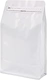 REMTAP Coffee Bags with Valve (50pcs,16oz,1 lb) White High Barrier Aluminumed Foil Flat Bottom Stand...