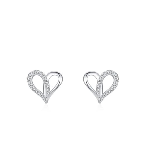 Boucles d'oreilles argent clou motif cœur en zircone, cadeau idéal femme