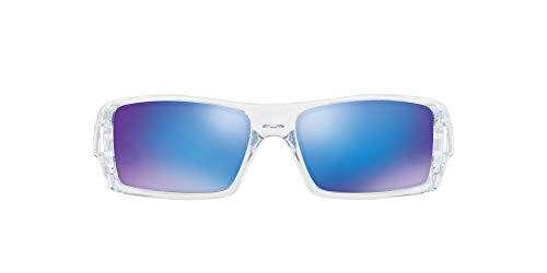 Oakley Men's OO9014 Gascan Rectangular Sunglasses, Polished Clear / Sapphire Iridium Lens, 60 mm