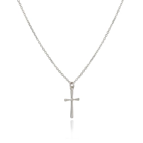 Annika Bella Small Cross Necklace, 925 Sterling Silver Faith Jewelry, Religious Tiny Pendant Charm Necklaces, Gift for Her (Silver) image 6