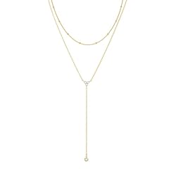 Y Layered CZ Necklace-GD