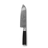 FIVI Damast Santokumesser AKIRA | Japanisches Allzweckmesser aus VG10 Damaszenerstahl (60 HRC) mit breiter Klinge | Profi Küchenmesser für Gemüse, Fleisch & Fisch