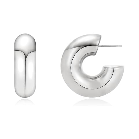 KELMALL Gold Large Chunky Hoops Earrings for Women Oversized Chubby Thick Open Hoop Earrings Cover