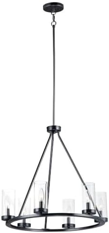 Maxim Sentinel - 6 Light Chandelier-22.75 Inches Tall and 24 Inches Wide-Black Finish -Traditional Installation