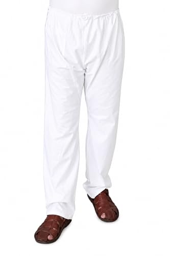 Image of White Cotton Pyjama for Men - 100% Pure Lucknowi Naada Pajama