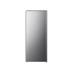 Hisense RR220D4BDE 52cm Freestanding Retro Fridge - 165-litre capacity with 4 star Ice box- Auto Defrost - Wine Rack - Silver - E Rated, H128 x W51.9 x D51.3