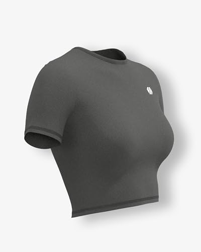 Image of Sfytt Women Gym Crop Top Athletic Yoga Short Sleeve Fitness Tight Tee Outdoor Workout Cropped Tank Tops