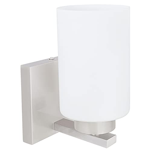 Image of Aspen Creative 62218, One-Light Metal Bathroom Vanity Wall Light Fixture, 4-3 /4 inch Wide, Transitional Design in Satin Nickel