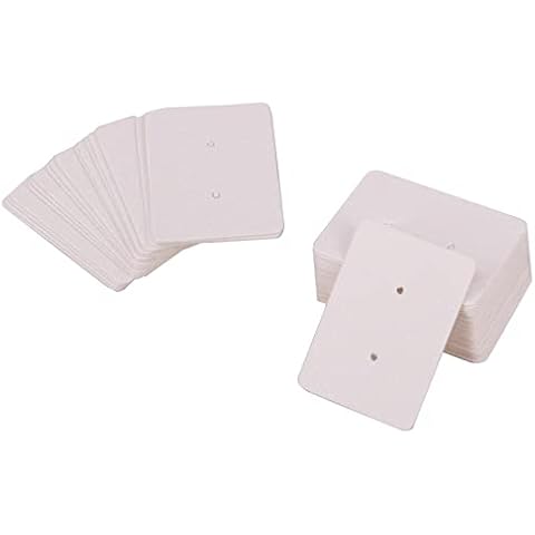 TIAMALL 300 PCS Earring Display Cards White Paper Earrings Tags Ear Stud Earring Card (White) Cover