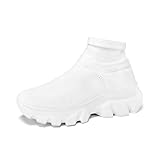  QXWD Chaussures de Course Baskets Chaussettes pour Hommes Baskets Chaussettes Respirantes à la Mode Baskets de Sport Montantes pour Femmes