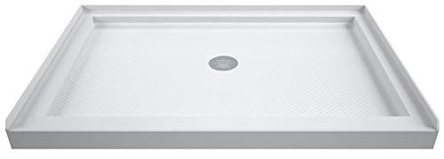 DreamLine 32 in. D x 48 in. W x 76 3/4 in. H Center Drain Acrylic Shower Base and QWALL-5 Backwall Kit In White, DL-6070C-01