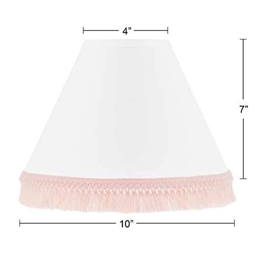 Sweet Jojo Designs Boho Bohemian Lamp Shade - Blush Pink And White Farmhouse Shabby Chic Designer Modern Minimalist Tassel Fringe Macrame Cotton #TOP1
