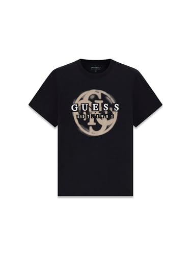 Image of Guess Men's Eco Short Sleeve Patch Logo 4g Tee, Jet Black, Large