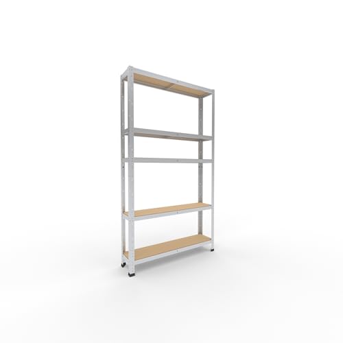 shelfplaza® 180x100x23cm Home Schwerlastregal verzinkt/Metallregal mit 5 Böden/Kellerregal Metall, Garagenregal, Werkstattregal oder Regal Lagerregal/Steckregal Metall mit 175kg Tragkraft