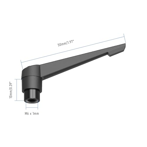 Image of Adjustable Clamping Lever Handles, M6 Female Thread Knobs Rotating Screw Locking Quick Release Ratchet Push Button Handle, Black