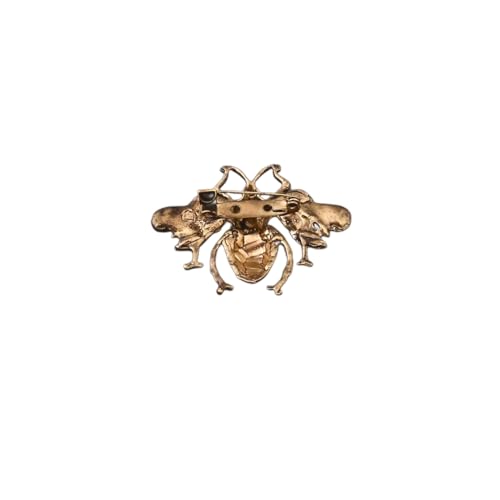 Image of Knighthood White and Matte Gold Bee with Stone Champagne Stone Multicolour Brooch