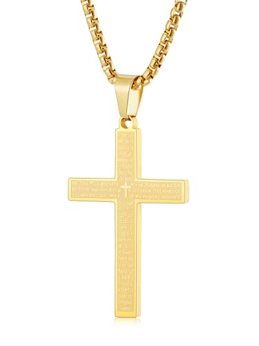 Aretas Collier Croix Or Pour Hommes, Garçons Et Enfants. Collier Croix. Chaîne Pour Hommes, Garçons Et Enfants. Pendentif Croix Avec Une Chaîne De 20 Pouces. Bijoux En Acier Inoxydable. Cadeaux