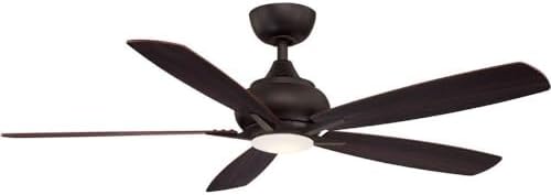 Fanimation Doren 5 Blade Ceiling Fan 13.65 Inch Tall and 52 Inch Wide with Dark Bronze Finish and Cherry/Dark Walnut Blades