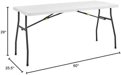 Living and More 5ft Half Folding Table, Portable Tables for Dining Parties Card Picnic Camping, White