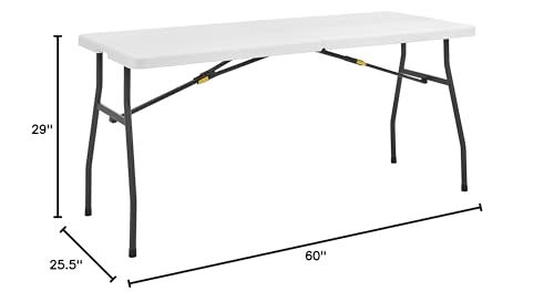 Living and More 5ft Half Folding Table, Portable Tables for Dining Parties Card Picnic Camping, White