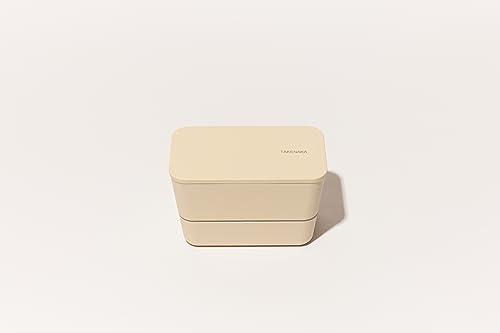 TAKENAKA Bento Lunch Box, Flat Dual Eco-Friendly and Sutainable Bento box from Japan (White Eggshell)