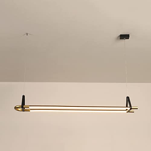 Lampe suspendue contemporaine longue bande LED tricolore pour salon et cuisine