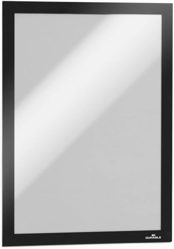 DURABLE - Cadre d'affichage DURAFRAME® - Fixation adhésive - Repositionnable - Pour documents A4 - Lot de 2 - Noir - 487201