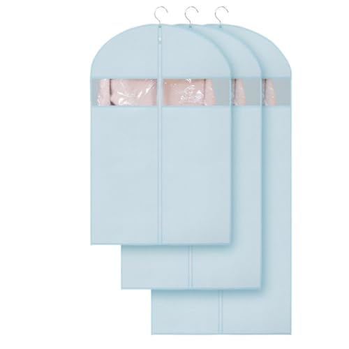 Clothes Cover 3 Pack Garment Bag with Clear Window Dress Bag Foldable Hanging Dress Covers Suit Bags (Color : B, Size : 3 Pack)