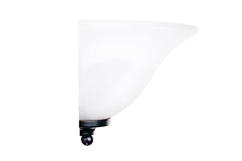 Image of Aspen Creative 62713-01-1, 1 Light Indoor Wall Fixture, 13-1 /4 inch W x 6-1 /8 inch H x 6-5 /8 inch E, Frosted Glass w /Matte Black Finish, Bulb Not Included