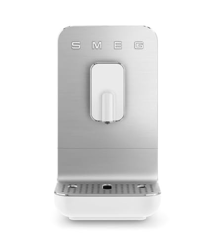 Smeg, automatische Espressomaschine BCC11WHMEU, integrierte Kaffeemühle, Thermoblock-System, 1,4 l Wassertank, herausnehmbare Tropfschublade, Kompakte Größe, 1350W, Weiß