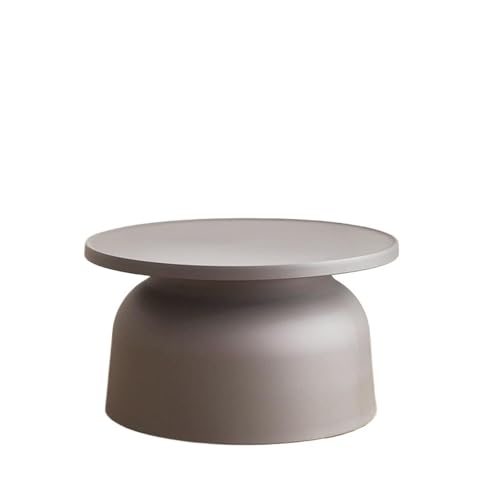 Simple Household - Mesa auxiliar de plástico para sala de estar, redonda, pequeña, para apartamento, sofá, color gris