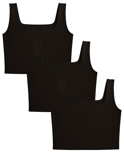 Sexy Basics Women's Tank Sport Bra | Workout Spandex Cami Crop Tank | 4 Way Stretch Pullover Sport Top | Multi-Packs