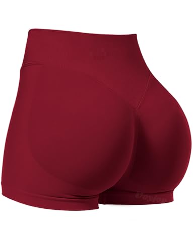 VOYJOY Women Workout Impact Shorts 2.5"/ 3.6"/ 4.5"/ 6" Scrunch Butt Lifting Gym Seamless Booty Biker Shorts, Scarlett Red, X-Small