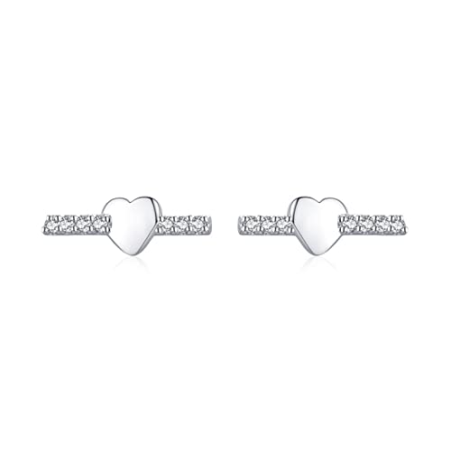 Clous en argent anti-allergie boucles d'oreilles cœur pour lobes sensibles