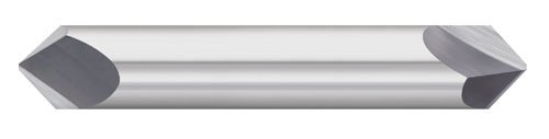 Titan TC87909 Solid Carbide Chamfer Mill, 2 Flute, Double End, 100 Degree Angle, Uncoated, 1/2" Size, 1/2" Shank Diameter, 3" Overall Length