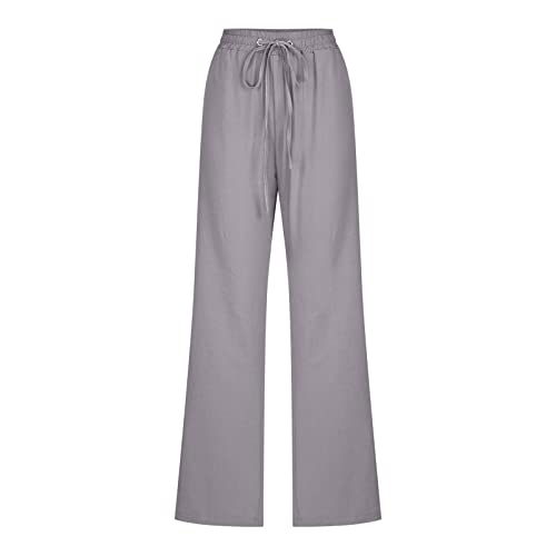 Cotton Pants for Women with Pockets High Waist Drawstring Loose Fit Lightweight Pants Breathable Casual Workout Trousers4