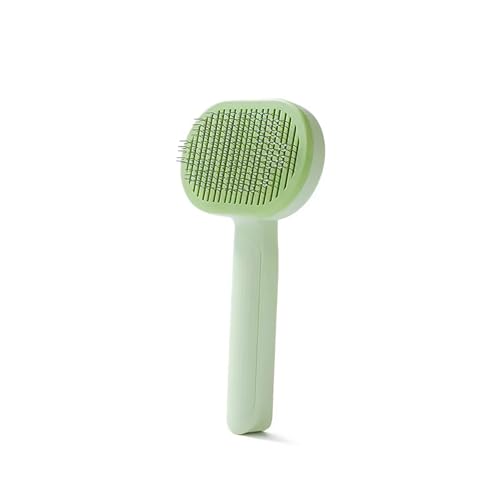 Image of Cat Brush, Dog Brush, Self Cleaning Slide Brush, Pet Grooming, SheddingHair, Fluffy Dog Hair Puppy Kitten, Pet Accessories. (Green)