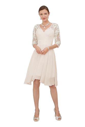 Image of Simple Short Wedding Dresses for Bride 2025 Elegant Off the Shoulder Ruffle Satin Bridal Shower Dress for Women