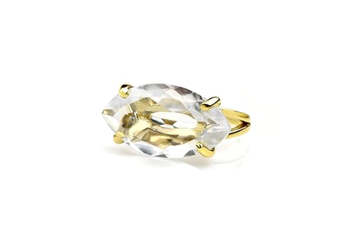 Bagues marquise en quartz clair et or 14k de haute qualité