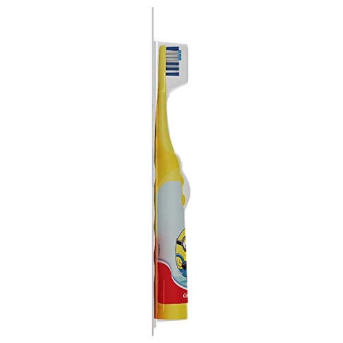 Colgate Kids Battery Powered Toothbrush, Kids Battery Toothbrush With Included Aa Battery, Extra Soft Bristles, Flat-Laying Handle To Prevent Rolling, Minion Toothbrush, 1 Pack #TOP7