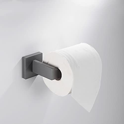 Modern Gun Gray Bathroom Accessories Set - 6-Piece Stylish Set with Towel Rack Toilet Paper Holder Towel Rail Hooks Soap Dish & Brush - Elegant Bathroom Decor Essentials