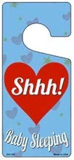 SMART BLONDE Shhh Baby Sleeping Blue Novelty Metal Door Hanger DH-100
