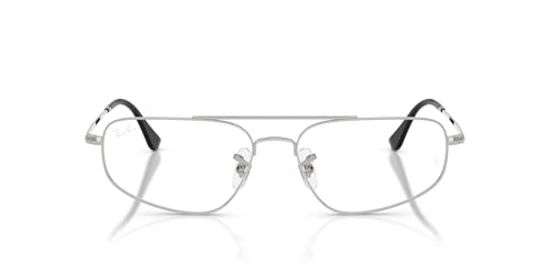 Ray-Ban Rx6550, Marcos cuadrados para anteojos graduadas unisex, plateado/demo