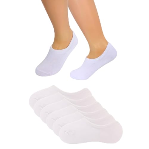 Calcetines invisibles niño/niña, de puro algodón calcetines cortos, medias transpirables suaves, antideslizantes-silicona para cualquier ocasión socks-pinkis-cortos-sport (Algodón, Blanco 20-25)